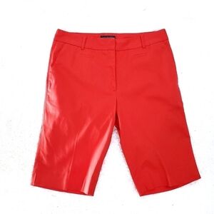 Astra Coral Red Orange Midi Capri Shorts